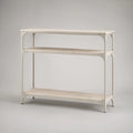 Distressed White 3-Tier Solid Pine Wood and Iron Console Table, 47.2 x 13.8 x 33.9 in