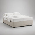Queen Beige Upholstered Platform Bed Frame, 64 x 84 x 16 in, Fits 60 x 80 in Mattress