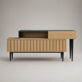 2-Piece Natural Oak and Black Storage Set, 70.9 x 15.7 x 29.5 in