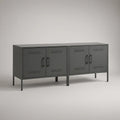 Charcoal Gray Steel 4-Door Media Storage Cabinet, 63 x 16 x 30 in