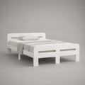 Twin Solid Pine Wood Platform Bed Frame, White, 78 x 41 x 35 in