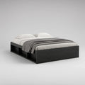 Queen Black Engineered Wood Platform Bed Frame with Open Side Storage, 83.5 x 63 x 15.7 in