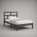Twin Solid Pine Wood Platform Bed Frame, Black, 79.5 x 41.5 x 39 in