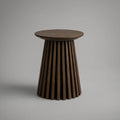 Walnut Brown Round Side Table, 18 in Diameter x 22 in H, Solid Rubberwood