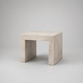 18 x 18 x 18 in Beige Travertine-Effect MDF Side Table