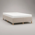Queen Upholstered Platform Bed Frame, 60 x 80 in, Cream with Natural Wood Legs