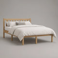 Natural Solid Rubberwood Queen Platform Bed Frame, 82 x 63 x 40 in