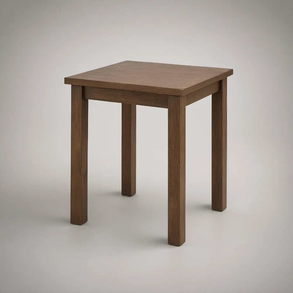 Walnut Brown Solid Rubberwood Square Accent Table, 18 x 18 x 22 in
