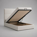 White Queen Upholstered Hydraulic Lift Storage Bed, 83 x 63 x 45 in